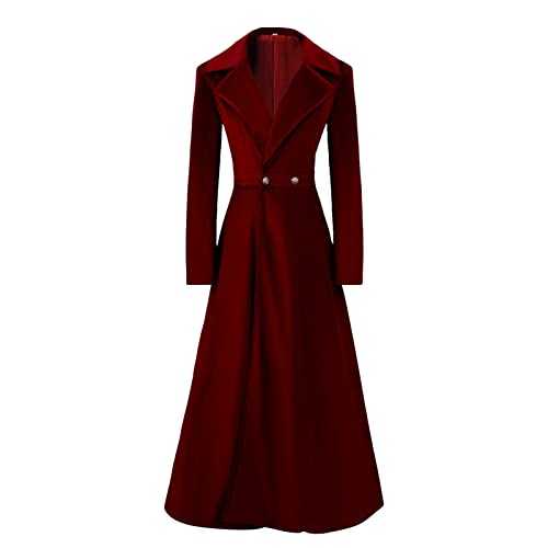 Trench Coat Women's Winter Floor Length Wool Coat Long Sleeve Slim Fit Women Wear Long Vintage Parka Elegant Winter Jacket Autumn Lapel Overwear Coat Winter Jacket Length Ankle Winter Jacket
