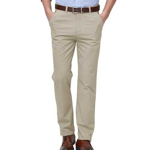 Chinos Trousers Men - Casual Trousers for Men UK Flex & Versatile Formal Trousers Loose Straight Solid Cotton Black Trousers Men Long Leg Bootcut Trousers Business Office Suit Trousers Stretch