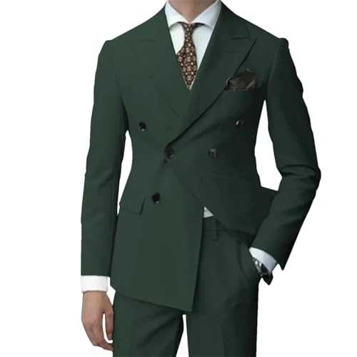 Men's 3-Piece Double-Breasted Tuxedo Suit Set – Blazer Vest and Pants for Wedding Groomsmen Formal Clothing