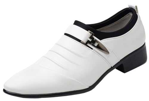 Business Loafers for Men's Pumps Pointed Toe Soft Sole Oxfords Comfort Keep Warm Lined Moccasins Metals Decor Slip on Casual Shoes