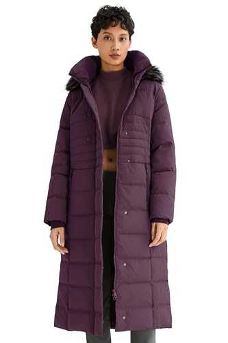 Orolay Women's Winter Long Down Jacket with Fur Hood Raglan Sleeve Coat Quilted Comfort Jacket