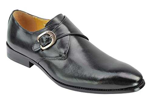 Mens Monk Strap Oxford Loafers Polished Genuine Brown Black Leather Smart Casual Office Dress Shoes
