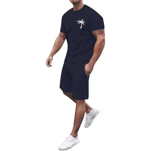 Mens Sport Sets Workout Clothes Summer Outfit 2 Piece Set Short Sleeve T Shirts and Shorts Stylish Casual Sweatsuit Set Two Piece Sweatsuit Lapel Activewear Sweatsuits