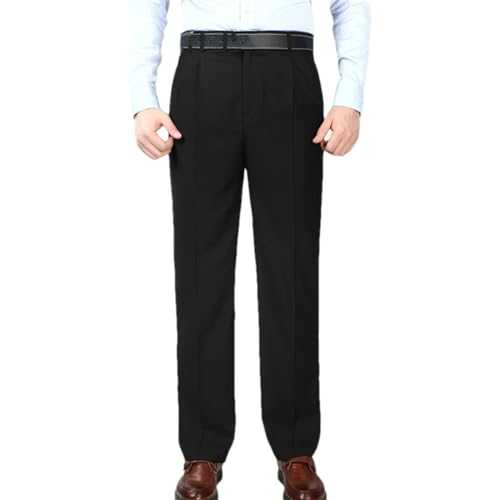 Big Size Wrinkle-Resistant Black Suit Pants Mens Clothing Baggy Double Pleated Classic Dress Pants Trousers