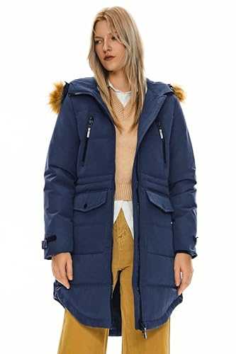 Orolay Hooded Down Coat for Women Mid-length Puffer Jacket Winter Warm Coat with Faux Fur