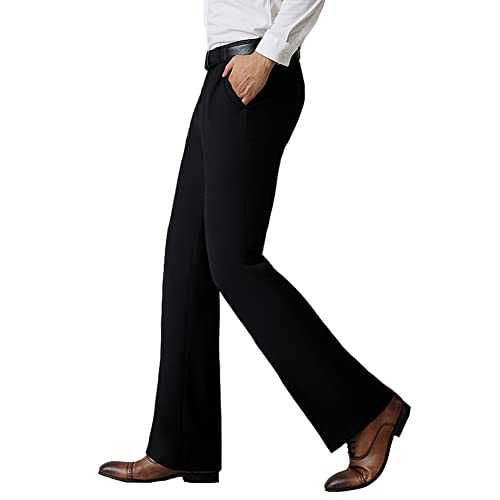 HAORUN Men Bell Bottom Flared Pants Slim Fit Retro 60s 70s Formal Dress Bootcut Trousers