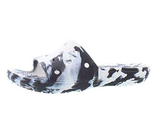 Unisex Classic Marbled Slide Clog, White Black, 5 UK