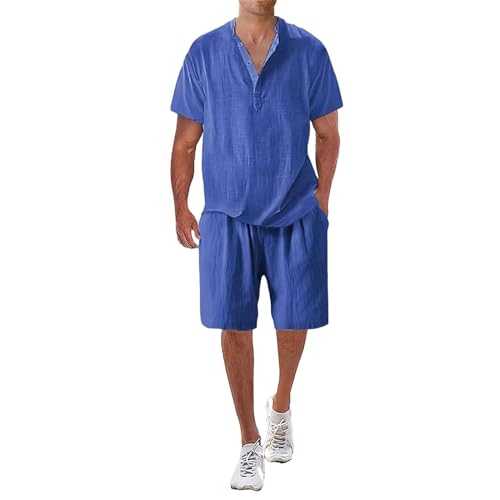 Men's Summer Breathable Two Wrinkled Shirt Shorts Set Men's Textured Beach Suit Pinstripe Suit Jacket
