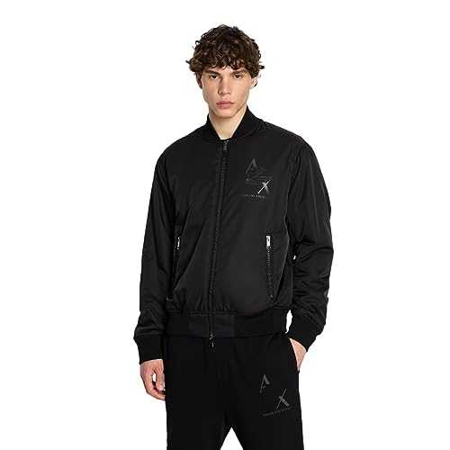 Armani Exchange Men's Eagle Logo Nylon Bomber Shell Jacket