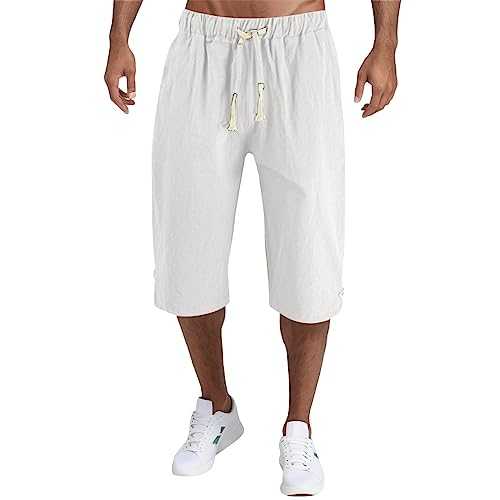 Cocila Mens Fashion Casual Simple Solid Color Lumbar Frenum Pants Calf Length Trousers Boy Men Dress Trousers Mens Trousers Suit Mens Green Chino Trousers Cuffless Joggers Men