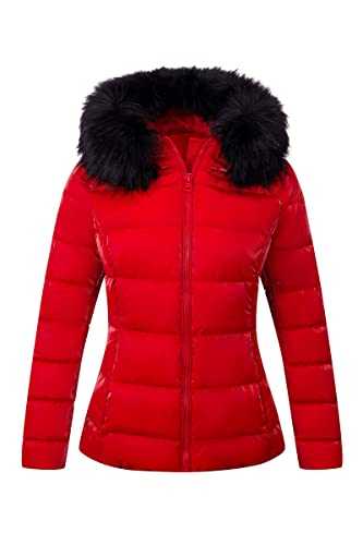 BELLIVERA Women Quilted Lightweight Puffer Jacket Winter Warm Short Hood Padded Coat with Fur Collar