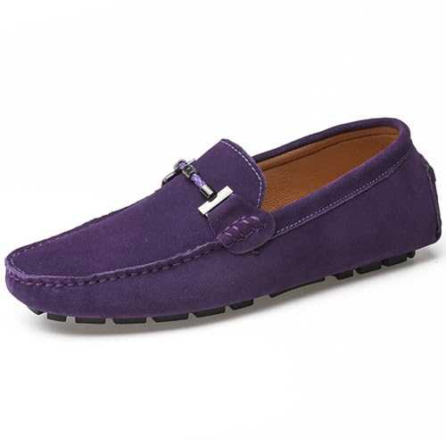 WUIWUIYU Men's Casual Slip-On Suede Penny Loafers Moccasin Driving Shoes Boat Shoes