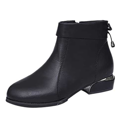 Memmyly Women's Ankle Boots Cowboy Cowboy Ankle Boots Small Heel Boots Non-Slip Classic Motorcycle Boots Cowboy Boots with Zip Boot Socks Comfortable Winter Shoes for Women