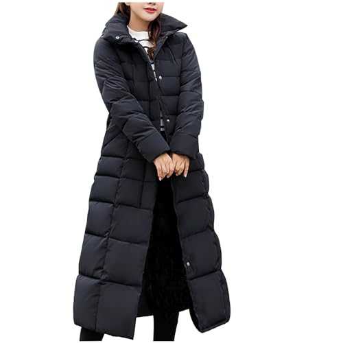 Maxi Puffer Jacket for Women UK Sale Clearance Longline Cotton Padded Coat Winter Warm Down Jackets with Fur Hood Pockets Windproof Waterproof Trench Coats Ladies Long Coats Parka Jacket