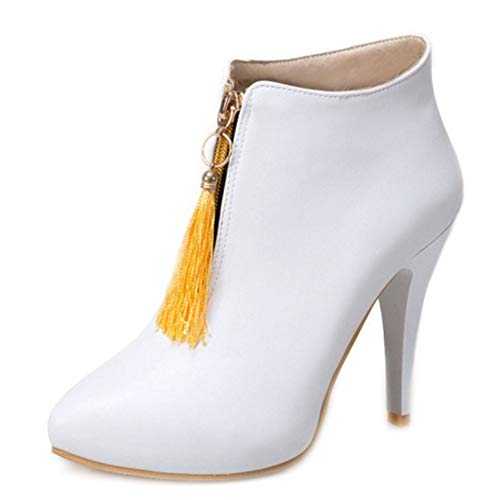 SJJH Women Ankle Boots with Cute Tassels and Thin Heel Sexy Boots and Beautiful Color