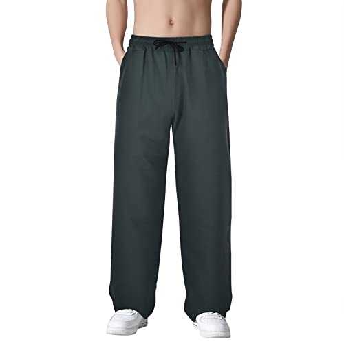 Men's Joggers Sweatpants | Casual Gym Tracksuit Bottoms | Loose Fit Straight Leg Jogging Tracksuit Trousers | Drawstrings Elastic Waist Solid Pants | Light Breathable Sports Bottoms for Men