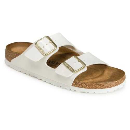 Unisex Arizona BS Birko-Flor Patent Patent White Sandals 5.5 UK