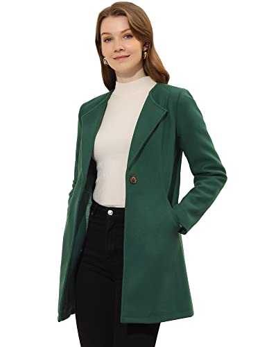 Allegra K Women's Winter Overcoat Lapel Collar Single Breasted Outerwear Long Pea Coat