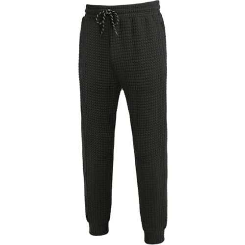 Waffle Pattern Sweatpants Mens: Drawstring Waffle Pattern Joggers Mens Elasticated Cuffed Gym Sports Trousers Casual Jogging Tracksuit Bottoms with Pockets Running Trousers Casual Sports Trousers