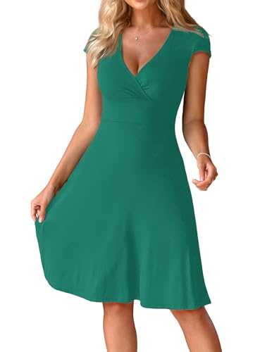 Zeagoo Womens V Neck Dresses Casual Short Sleeve Wrap Dress Summer A Line Beach Dresses Floral Mini Sundress S-XXL