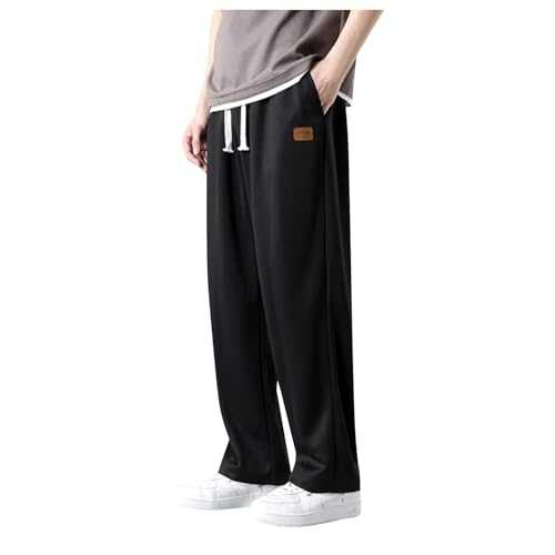 Jogging Tracksuit Bottoms Men Daily Leisure Adjusting Drawstring Bottoms Solid Colour Straight Leg Trousers Running Joggers Activewear Lightweight Stretch Loungewear Bottoms