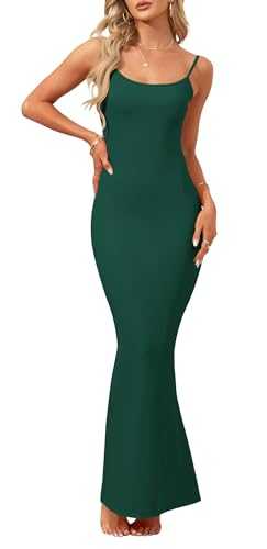 AUSELILY Women's Summer Maxi Dresses Slip Long Elegant Ribbed Bodycon for Women Spaghetti Strap Ladies Party Dresses