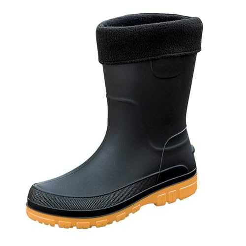 Women Wellington Boots Removable Lined Fur Boot Wide Fit Waterproof Rain Ankle Rubber Sole Anti-Slip Wellies Slip on Work Garden Lightweight Shoes Comfortable Boots