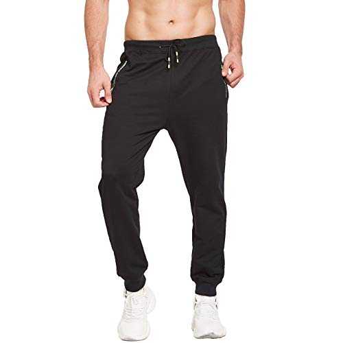 ZOXOZ Mens Joggers Tracksuit Bottoms Men with Zipped Pockets Cotton Elasticated Waist