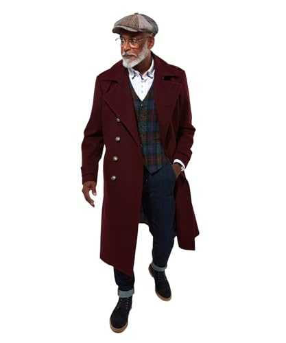 Joe Browns Men's Contrast Trim Double-Breasted Longline Military Coat with Epaulettes