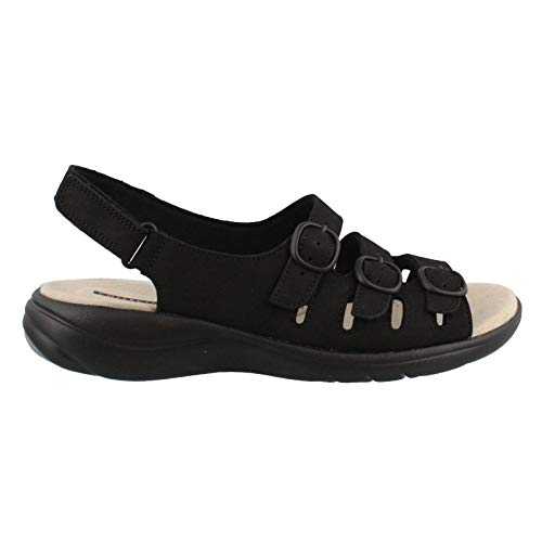 CLARKS Women's Saylie Quartz Sandal, Black Nubuck, 9