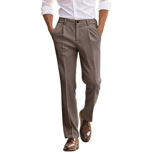 Men's Business Style Solid Colour Straight Slim Fit Trousers Suitable Trousers to Wear with Suit Tops Sprinkle Workout Pants