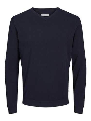 JACK & JONES Mens Basic Knit V Neck Regular Fit Classic Cotton Sweater