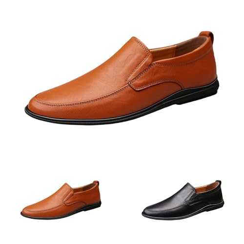 Men’s Oxfords Shoes Fashion Casual Soft Bottom Gentlemen's Elegant Business Dress Casual Comfortable Cushioned Flats Business Slip On Pointed Toe Leather Shoes