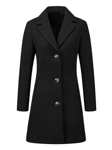 Allegra K Women's Lapel Single-Breasted Long Outerwear Winter Coats