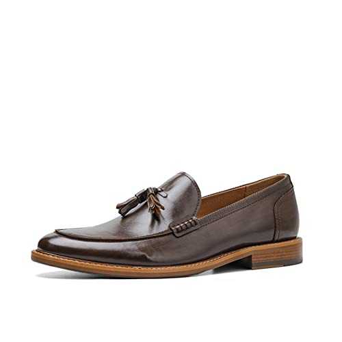 TABKER Shoes for Men Ligustel Man Casual Shoes Men Original Style Luxury Loafers Comfortable Men Leather Blue Designer Shoes for Men (Color : Brown, Size : 7)