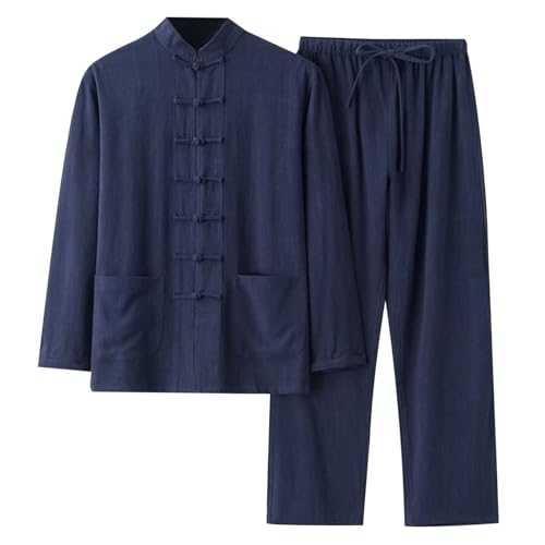 Cotton and Linen Football Set 2 Pieces Clothing Shirt Leisure Set Long Sleeve Pants Set Men's Suit Boyfriend
