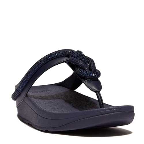 Fino Crystal-Cord Leather Toe Post Sandals