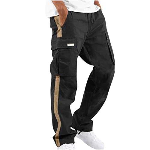 Mens Tracksuit Bottoms Cargo Trousers for Men Casual Work Pants Outdoor Sweatpants Straight Leg Jogging Bottoms Loose Fit Sports Pants Cotton Joggers Training Gym Running Baggy Trousers with Pocket