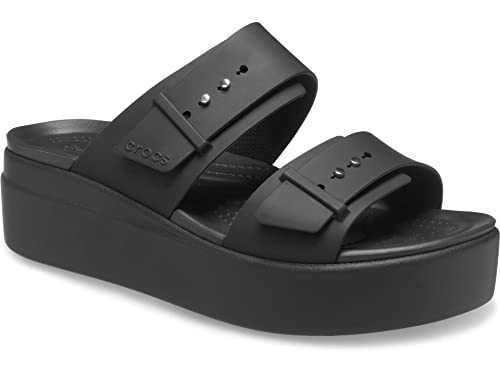 Women's Brooklyn Buckle Low Wedge Sandals, Black, 6 UK