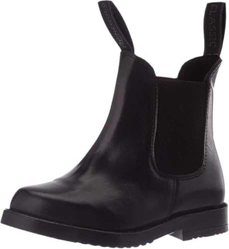 Rhinegold Childs Young Rider COMFEY CLASSIC LEATHER JODHPUR BOOTS - Traditional Horse Riding Boots - No Zip, Easy On/Off, Elastic Sides, Girls and Boys Equestrian Ankle Boots, Black or Brown
