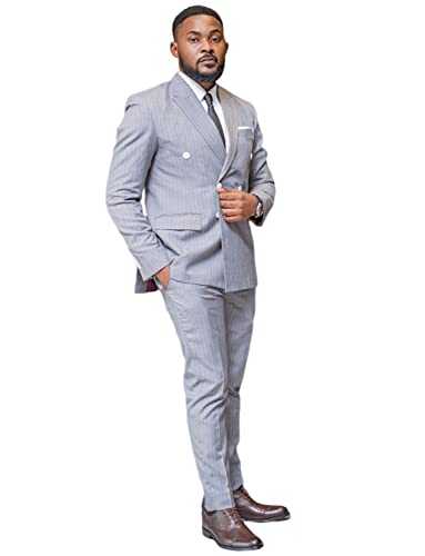 Ulnomio Men's Suit Two Pieces Double Breasted Buttons Wedding Prom Tuxedo Jacket Pants