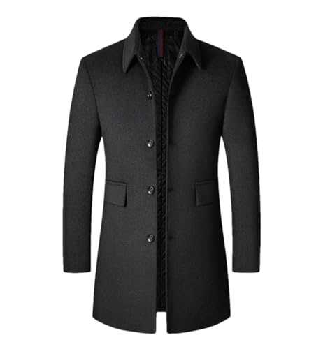Haitpant Woolen Coat For Men, Autumn Winter Long Korean Woolen Coat Middle-Aged Lapel Trench Coat