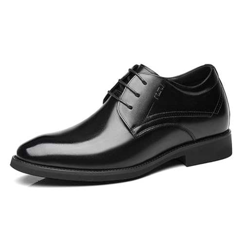 Mens Invisible Elevator Formal Oxford Lace-Up Leather Height Increasing Shoe for Men Business Wedding Suit Dress Footwear