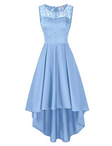 KOJOOIN Women's Dress Vintage Floral Bridesmaid Dress Lace Dress Wedding Evening Party Cocktail Midi Prom High Waist Dresses