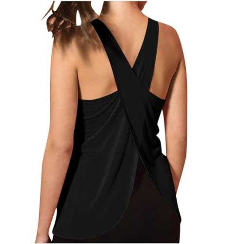 RLEHJN Workout Tank Tops for Women UK Summer Running Sleeveless Sport T-Shirt Solid Color Camisoles Quick Dry Athletic Shirt Lightweight Breathable Yoga Vest Top Open Back Activewear