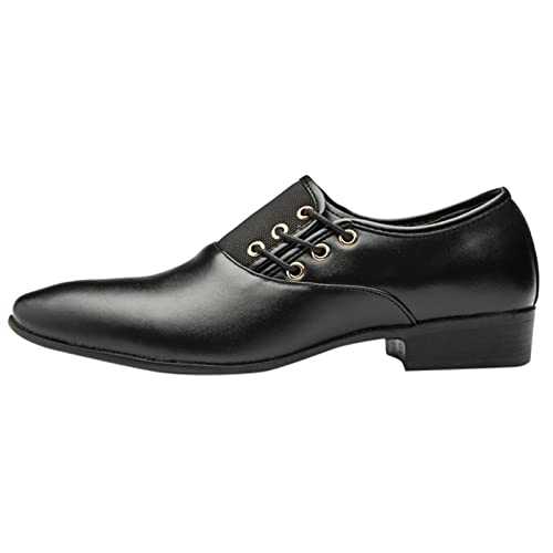 IQYU Men's patent shoes mens shoes classic leather formal wedding shoes oxford shoes moccasin slippers for unisex low shoes mens shoes