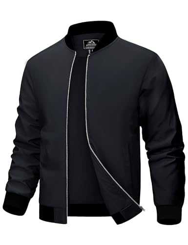 MAGCOMSEN Bomber Jacket for Men Lightweight Jacket Full Zip Windbreaker Casual Outdoor Stylish Golf Jackets
