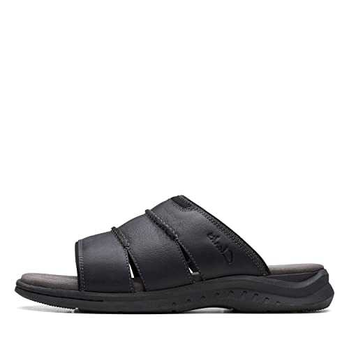 Men Walkford Easy Flat Sandal, Black Tumbled Leather, 6.5 UK