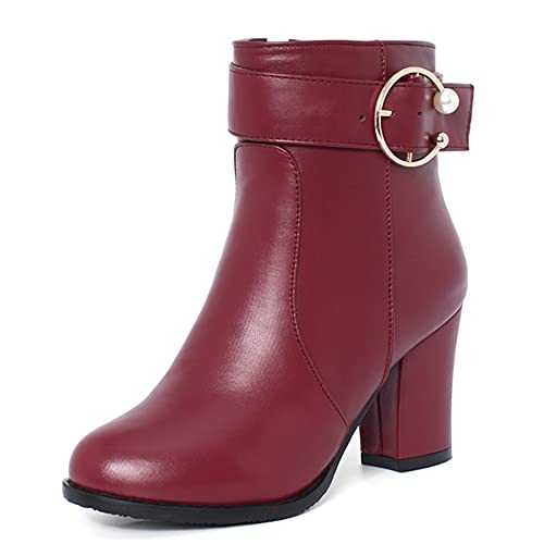 CUTEHEELS Fashion Ankle Boots with Mid Block Heel and Casual Women Boots