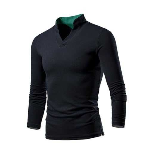 Mens Activewear Long Sleeve Tops: Running Shirts Outdoor Polo Shirts - Men's T-Shirt Long Sleeve Standing Neck Basic Turtleneck Slim Fit Solid Tops - Casual Henley Shirt for Men